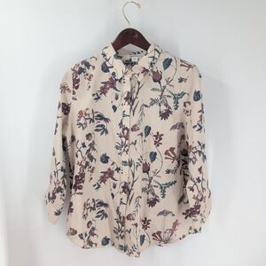 Coldwater Creek Cotton Floral 3/4 Sleeve Button Up Shirt Multicolor‎ Size 12